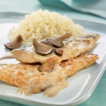 Filete de abadejo con salsa de setas