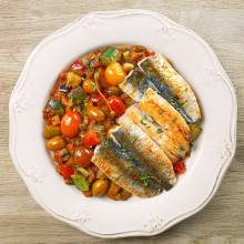 Receta de Pisto-caponata con sardinas