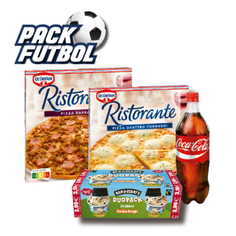 Pack Futbol Pizza + duopack gelat + cocacola