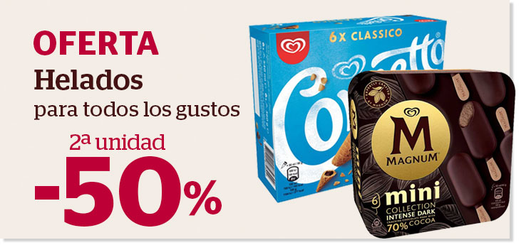 Oferta helados 2nda unidad -50%